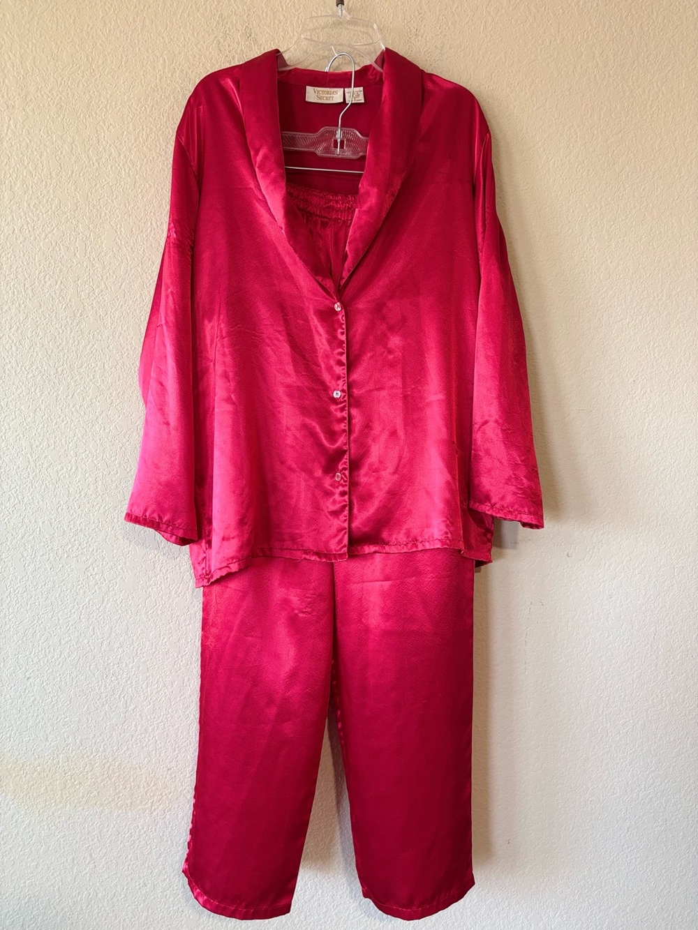 Victoria's Secret Vintage Gold Label Red Satin Pajama Set S